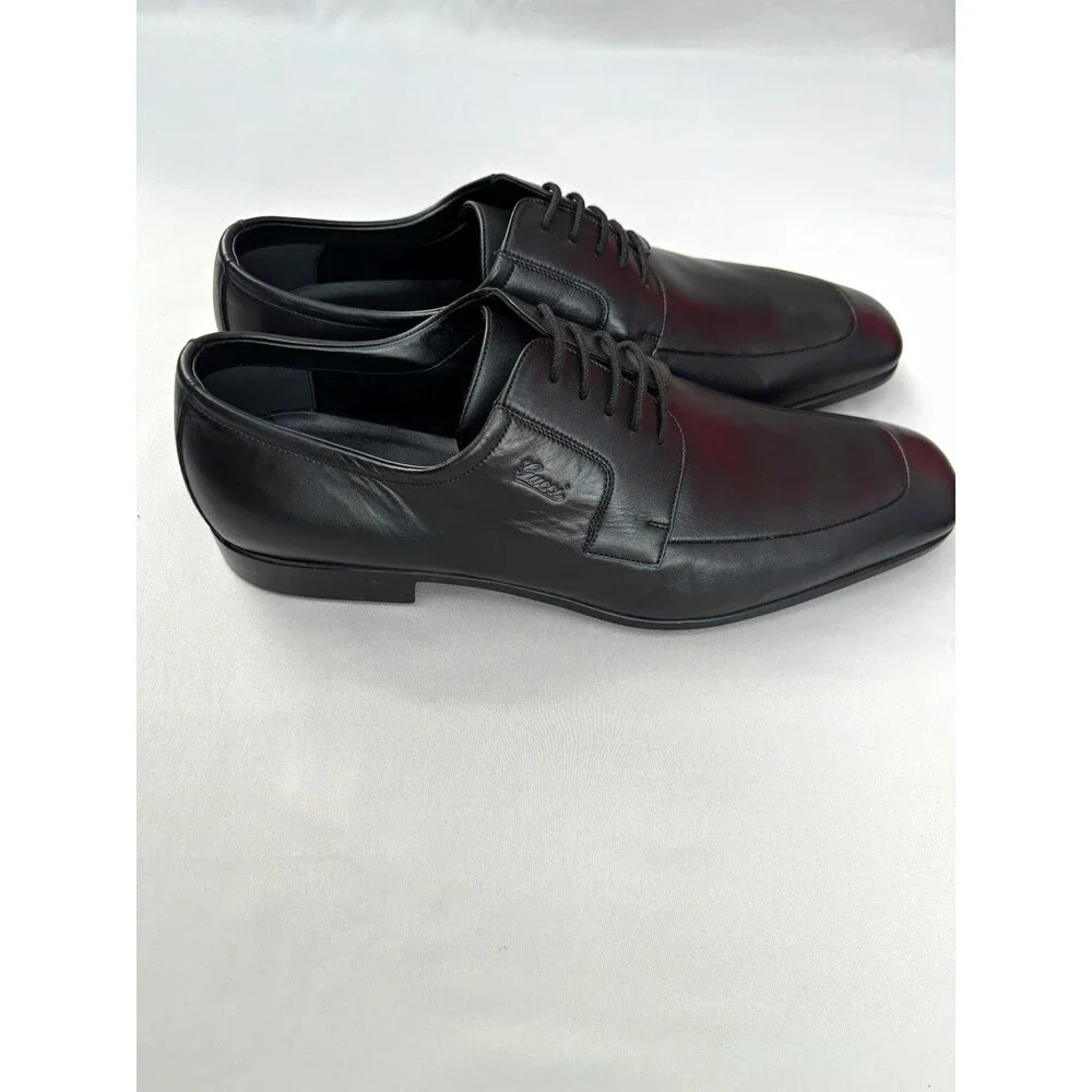 Gucci Men’s Black Leather Square Toe Lace-Up Oxford Dress Shoes 8.5 278957
